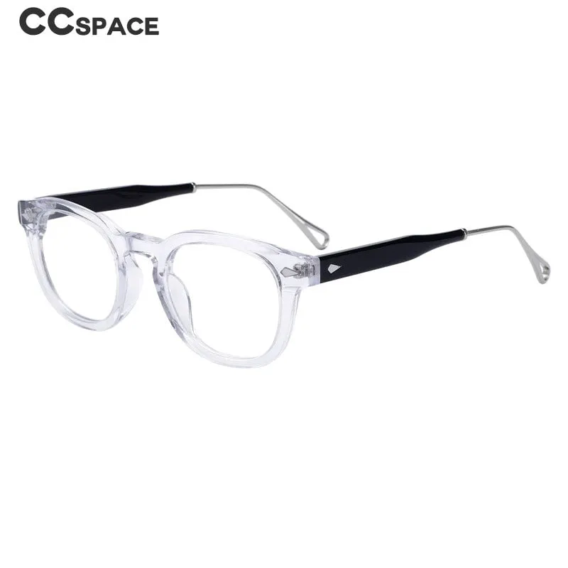 CCspace Men's Full Rim Square Round Acetate Alloy Eyeglasses 55280