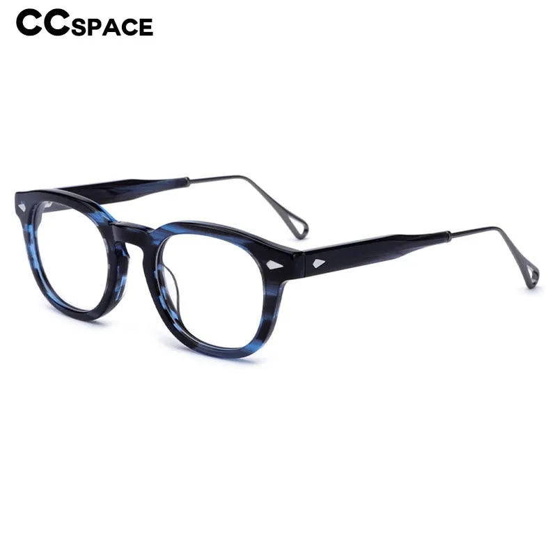 CCspace Men's Full Rim Square Round Acetate Alloy Eyeglasses 55280