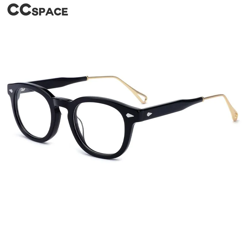 CCspace Men's Full Rim Square Round Acetate Alloy Eyeglasses 55280