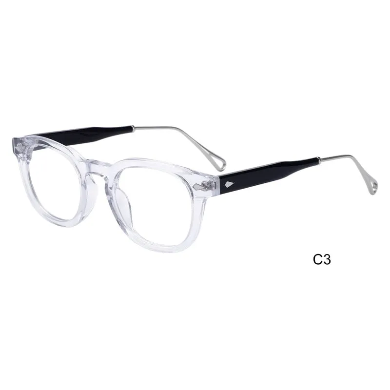 CCspace Men's Full Rim Square Round Acetate Alloy Eyeglasses 55280