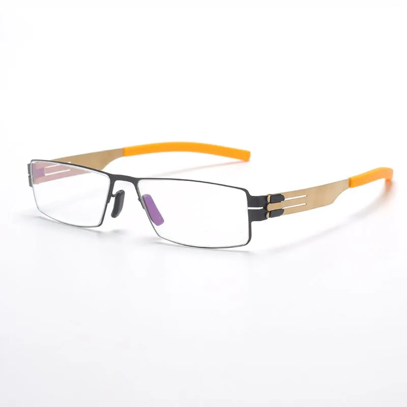 CCspace Men's Full Rim Square Screwless Alloy Eyeglasses 56712
