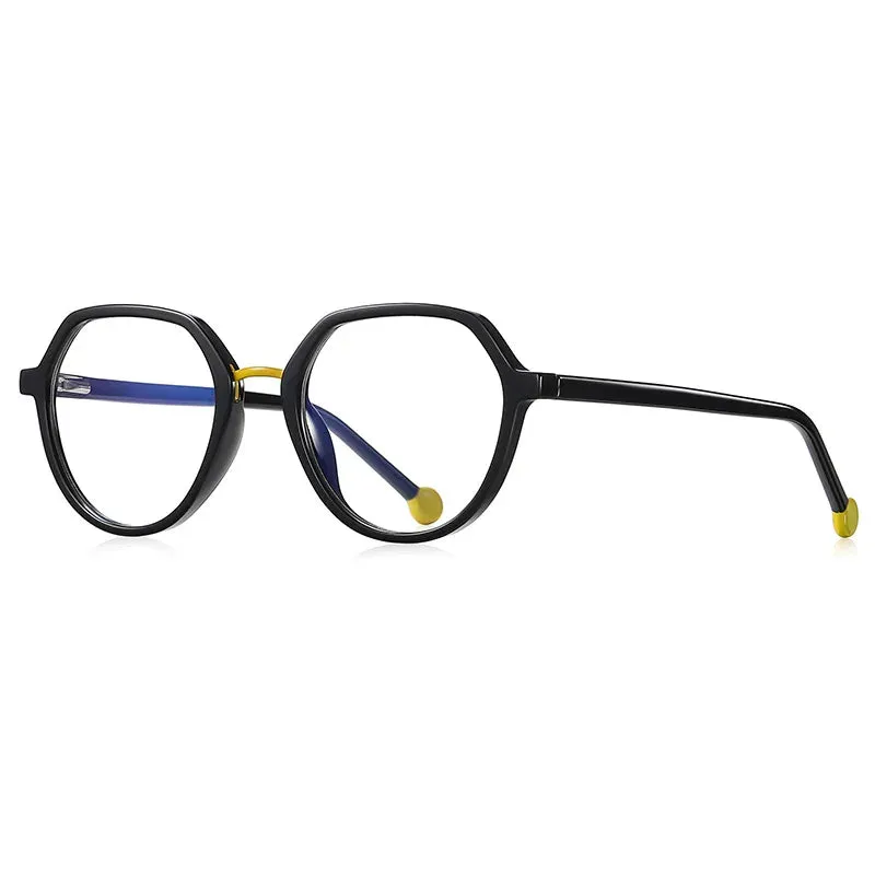 CCspace Unisex Full Rim Flat Top Round Tr 90 Titanium Eyeglasses 57322