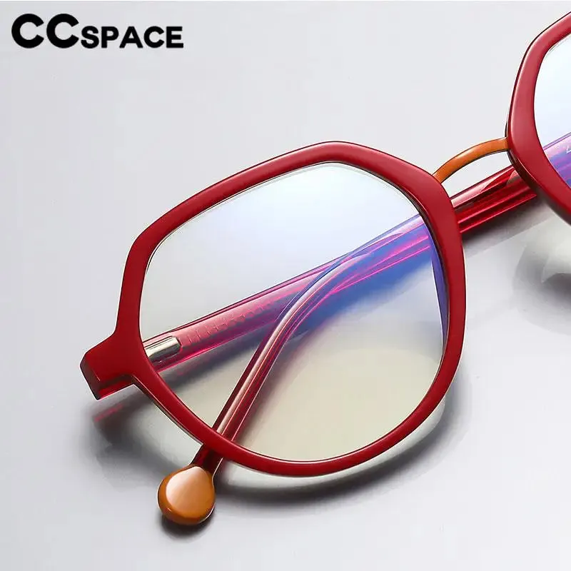 CCspace Unisex Full Rim Flat Top Round Tr 90 Titanium Eyeglasses 57322