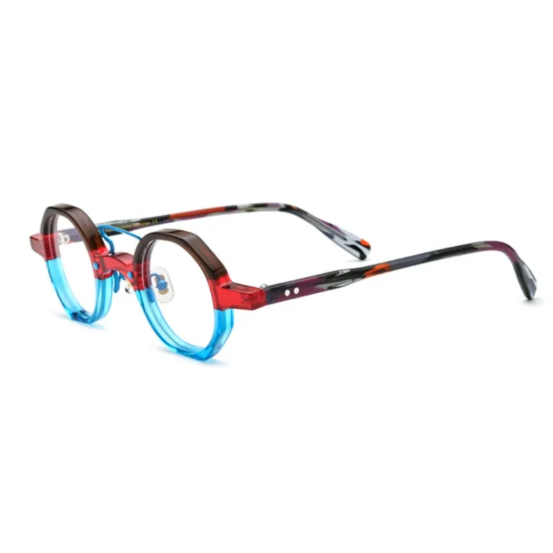 CCspace Unisex Full Rim Irregular Round Double Bridge Acetate Eyeglasses 54699