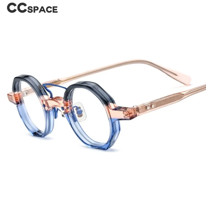 CCspace Unisex Full Rim Irregular Round Double Bridge Acetate Eyeglasses 54699