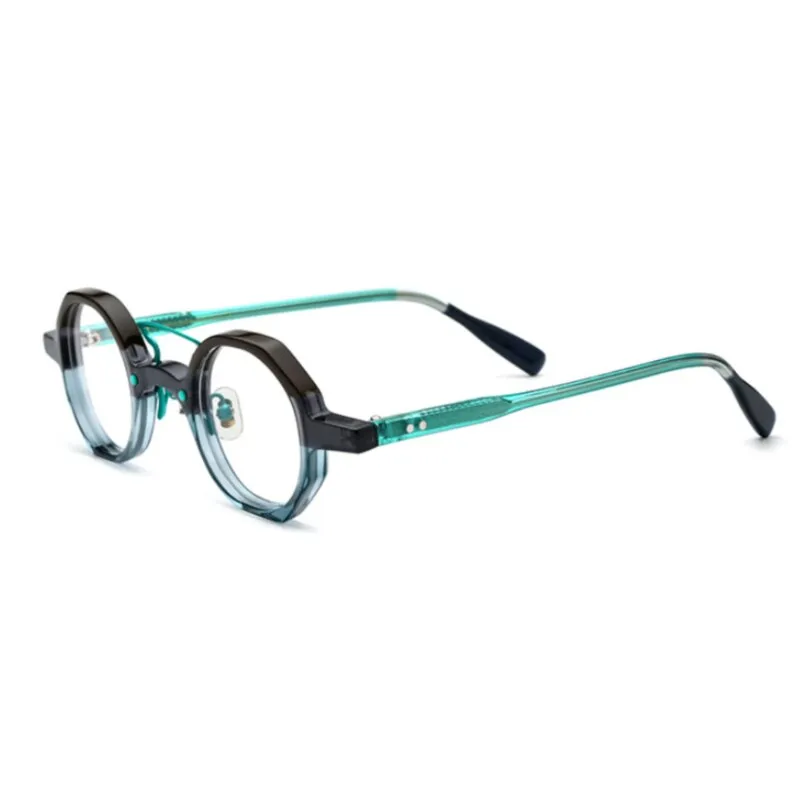CCspace Unisex Full Rim Irregular Round Double Bridge Acetate Eyeglasses 54699