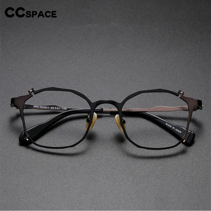CCspace Unisex Full Rim Irregular Square Titanium Rivet Eyeglasses 54535