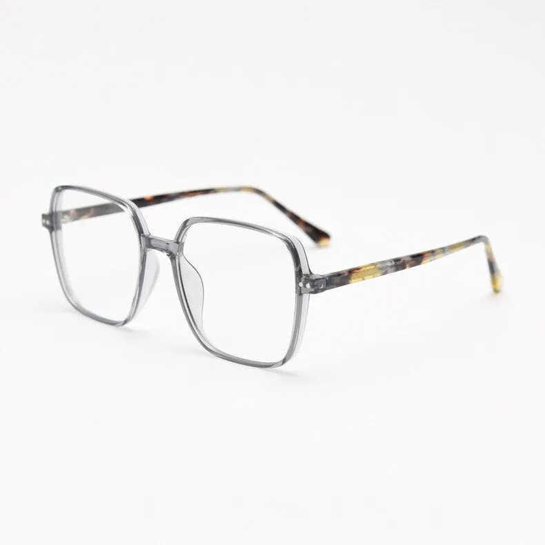 CCspace Unisex Full Rim Irregular Square Tr 90 Titanium Eyeglasses 55459