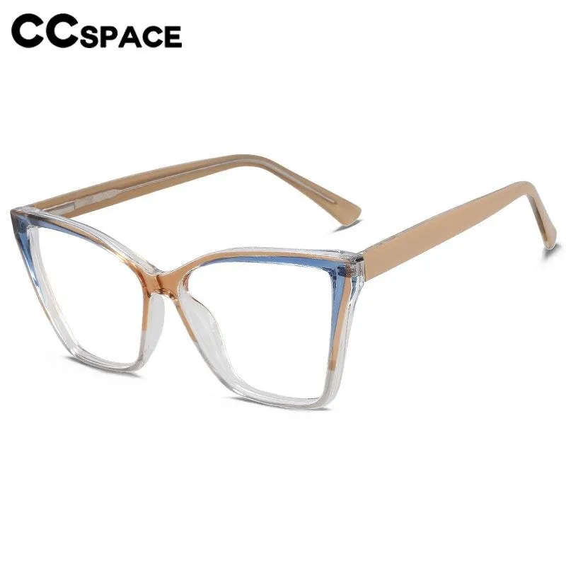 CCspace Unisex Full Rim Large Square Tr 90 Titanium Acetate Eyeglasses 56652