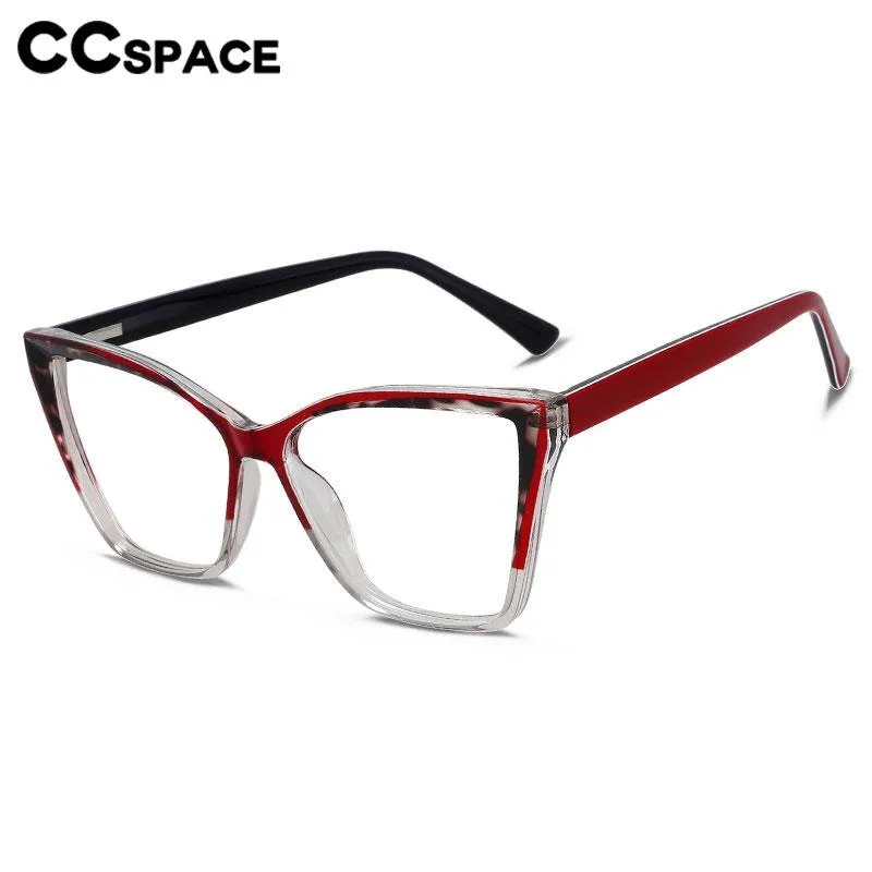 CCspace Unisex Full Rim Large Square Tr 90 Titanium Acetate Eyeglasses 56652