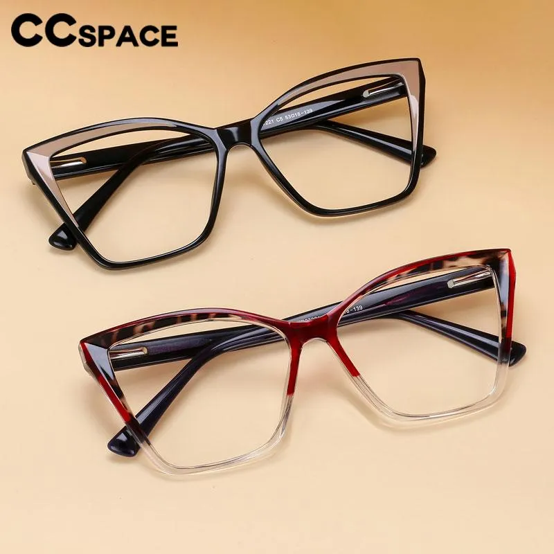 CCspace Unisex Full Rim Large Square Tr 90 Titanium Acetate Eyeglasses 56652