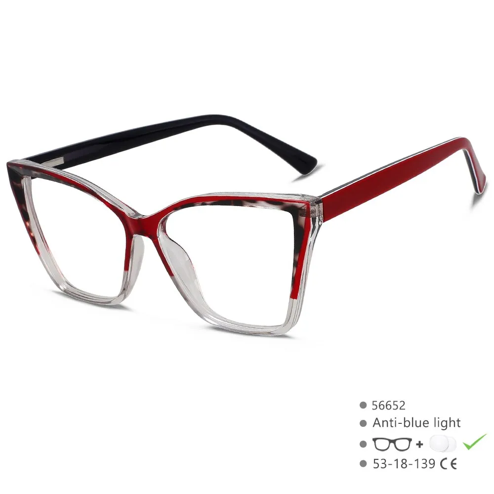 CCspace Unisex Full Rim Large Square Tr 90 Titanium Acetate Eyeglasses 56652