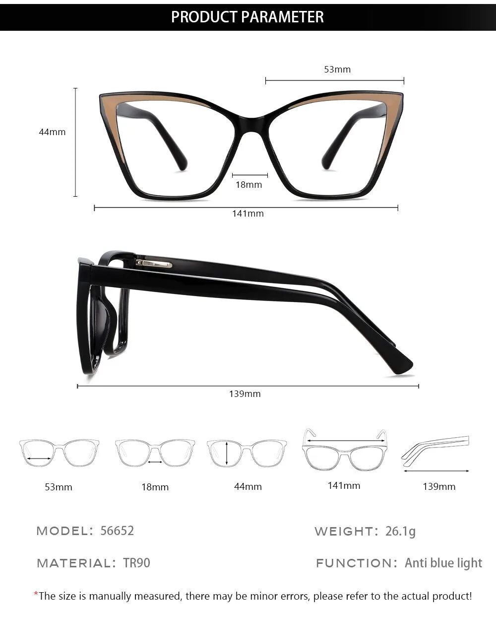 CCspace Unisex Full Rim Large Square Tr 90 Titanium Acetate Eyeglasses 56652