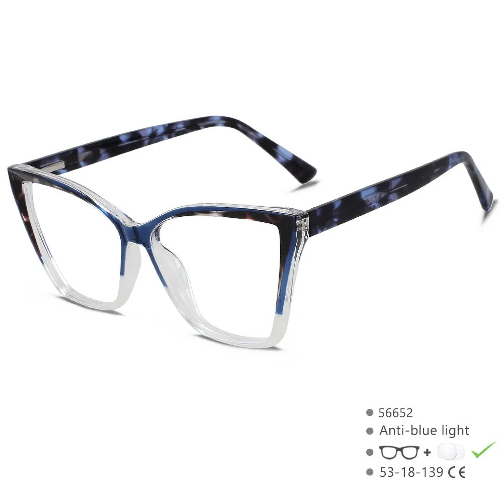 CCspace Unisex Full Rim Large Square Tr 90 Titanium Acetate Eyeglasses 56652