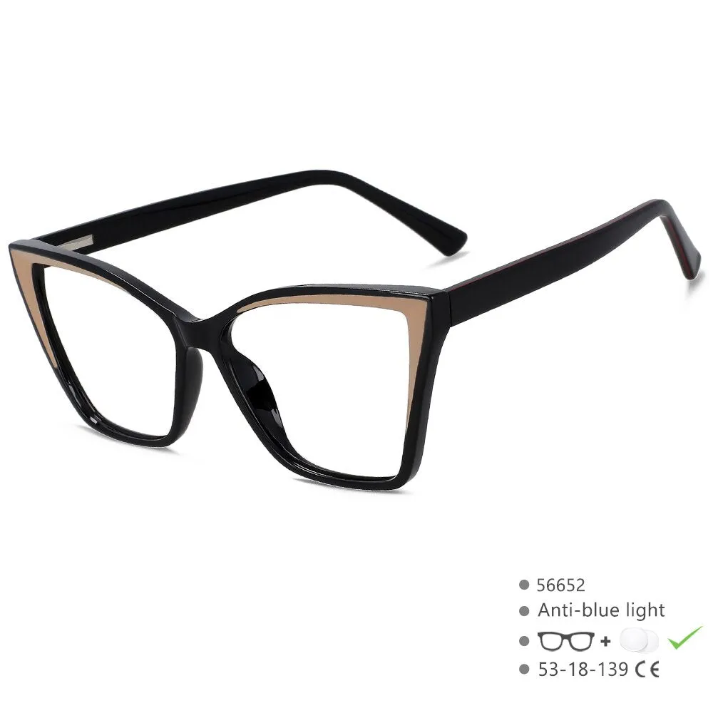 CCspace Unisex Full Rim Large Square Tr 90 Titanium Acetate Eyeglasses 56652