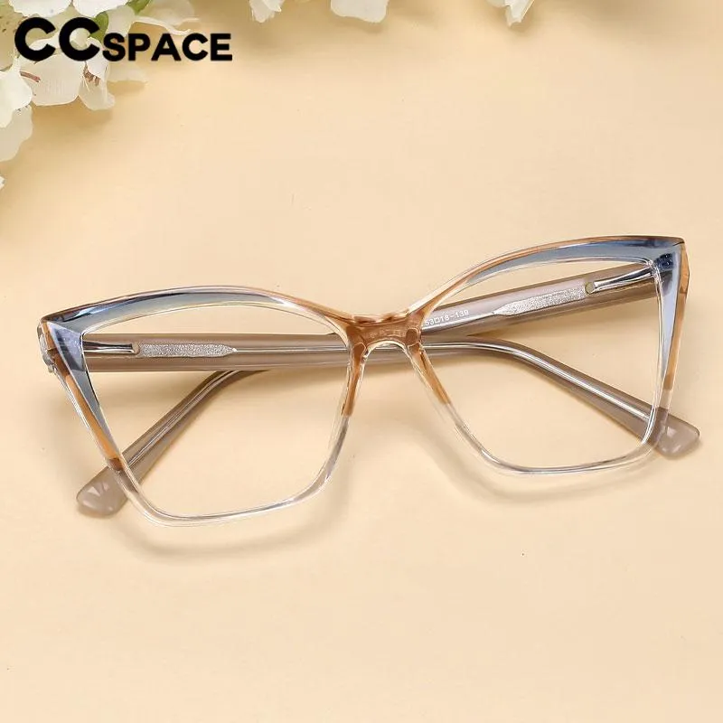 CCspace Unisex Full Rim Large Square Tr 90 Titanium Acetate Eyeglasses 56652