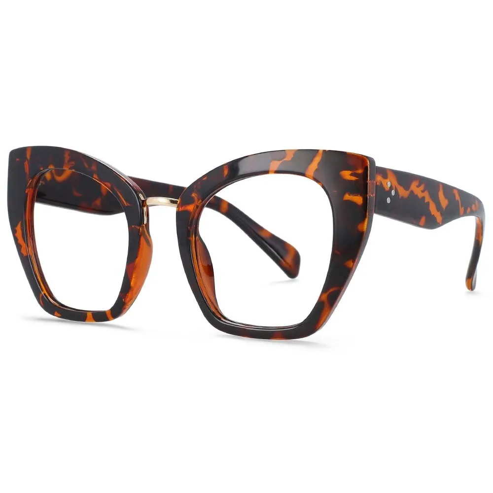 CCspace Unisex Full Rim Oversized Cat Eye Resin Frame Eyeglasses 54045