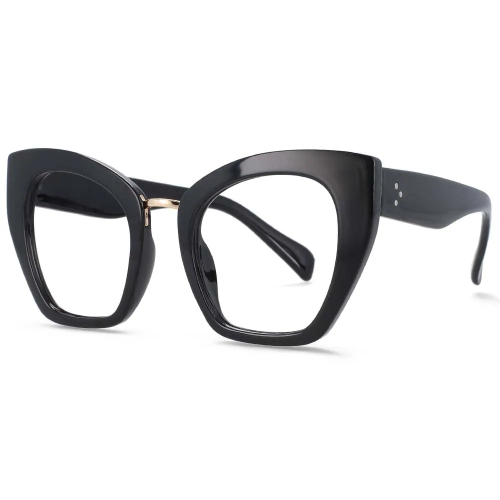 CCspace Unisex Full Rim Oversized Cat Eye Resin Frame Eyeglasses 54045