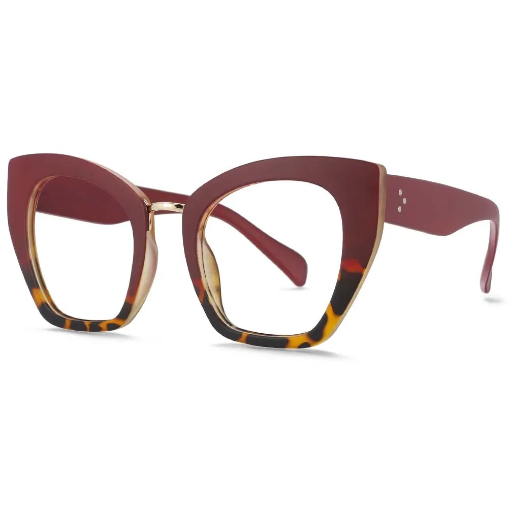 CCspace Unisex Full Rim Oversized Cat Eye Resin Frame Eyeglasses 54045