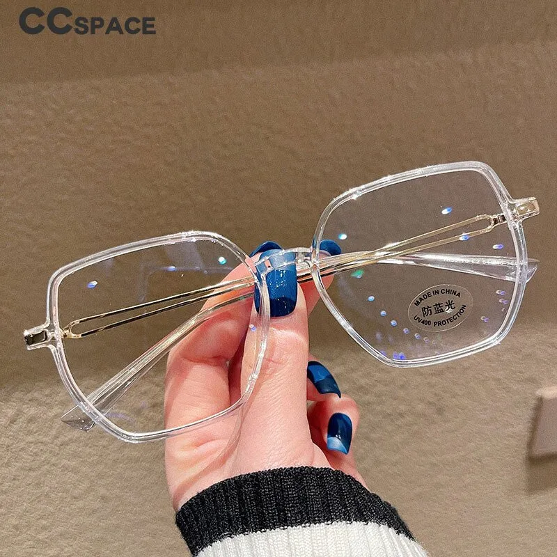 CCspace Unisex Full Rim Polygon Square Tr 90 Titanium Eyeglasses 55886