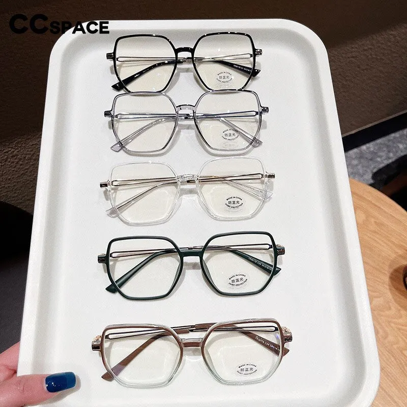 CCspace Unisex Full Rim Polygon Square Tr 90 Titanium Eyeglasses 55886