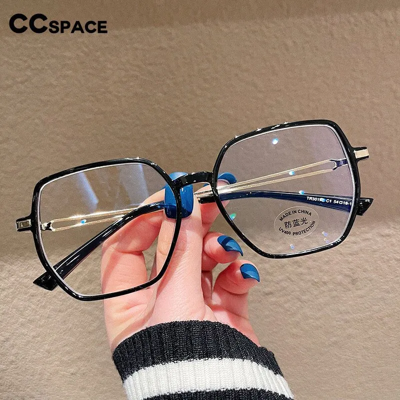 CCspace Unisex Full Rim Polygon Square Tr 90 Titanium Eyeglasses 55886