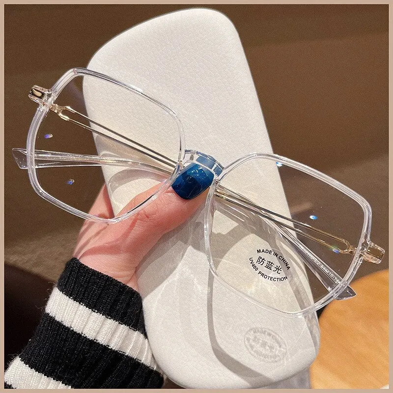 CCspace Unisex Full Rim Polygon Square Tr 90 Titanium Eyeglasses 55886