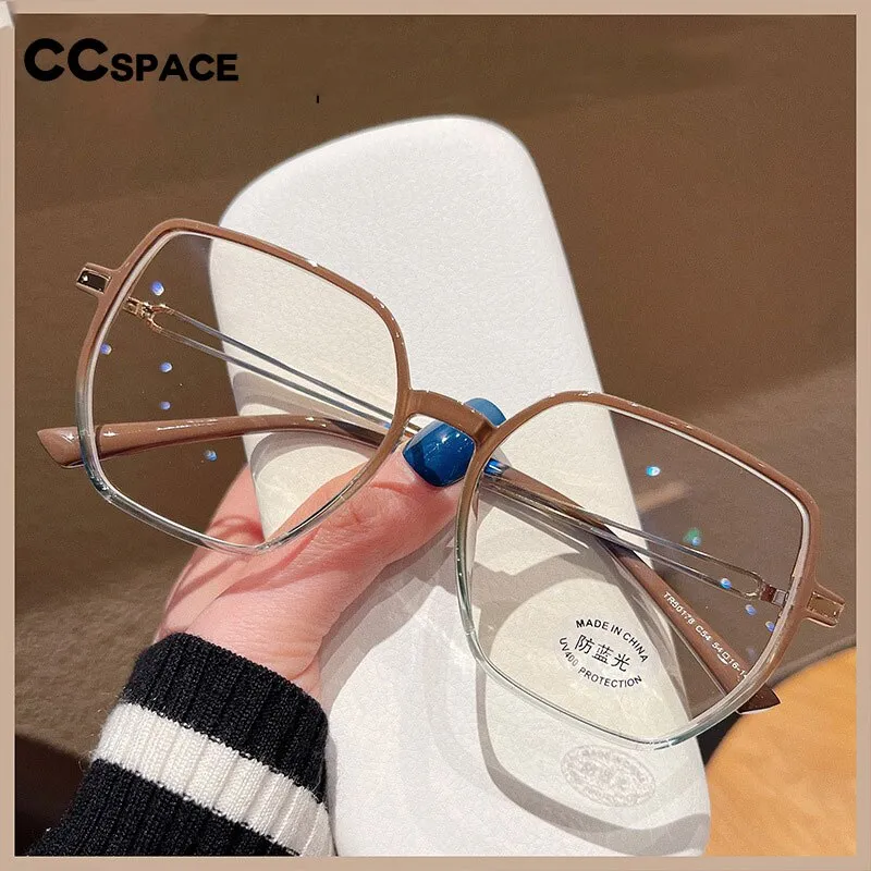CCspace Unisex Full Rim Polygon Square Tr 90 Titanium Eyeglasses 55886