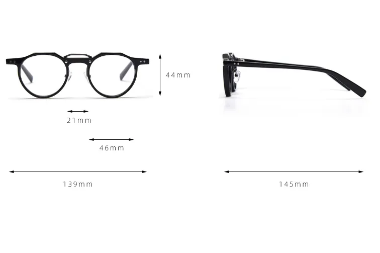 CCspace Unisex Full Rim Round Acetate Double Bridge Eyeglasses 49827