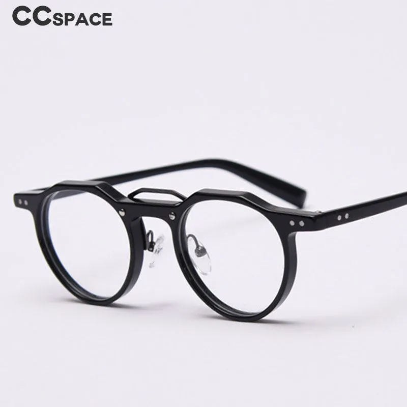 CCspace Unisex Full Rim Round Acetate Double Bridge Eyeglasses 49827