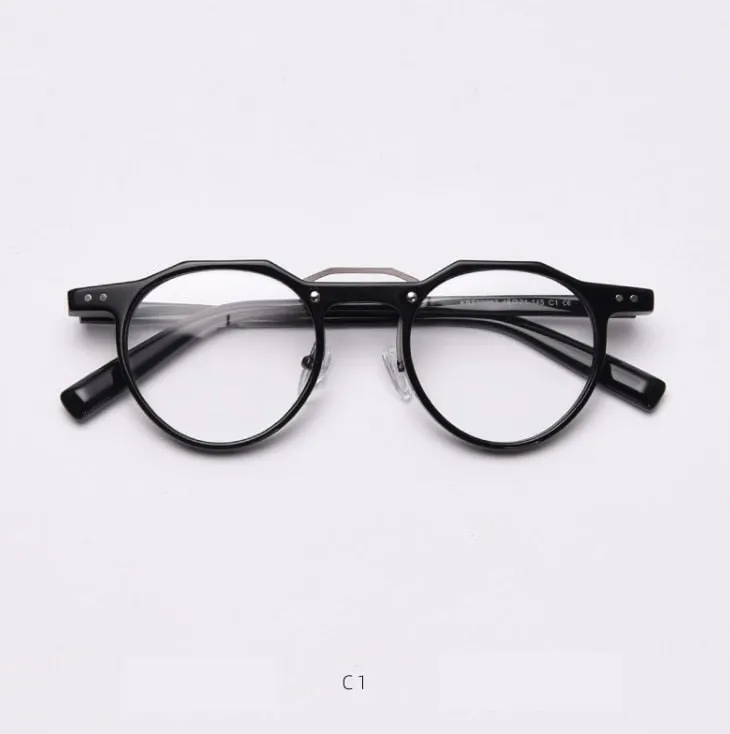 CCspace Unisex Full Rim Round Acetate Double Bridge Eyeglasses 49827
