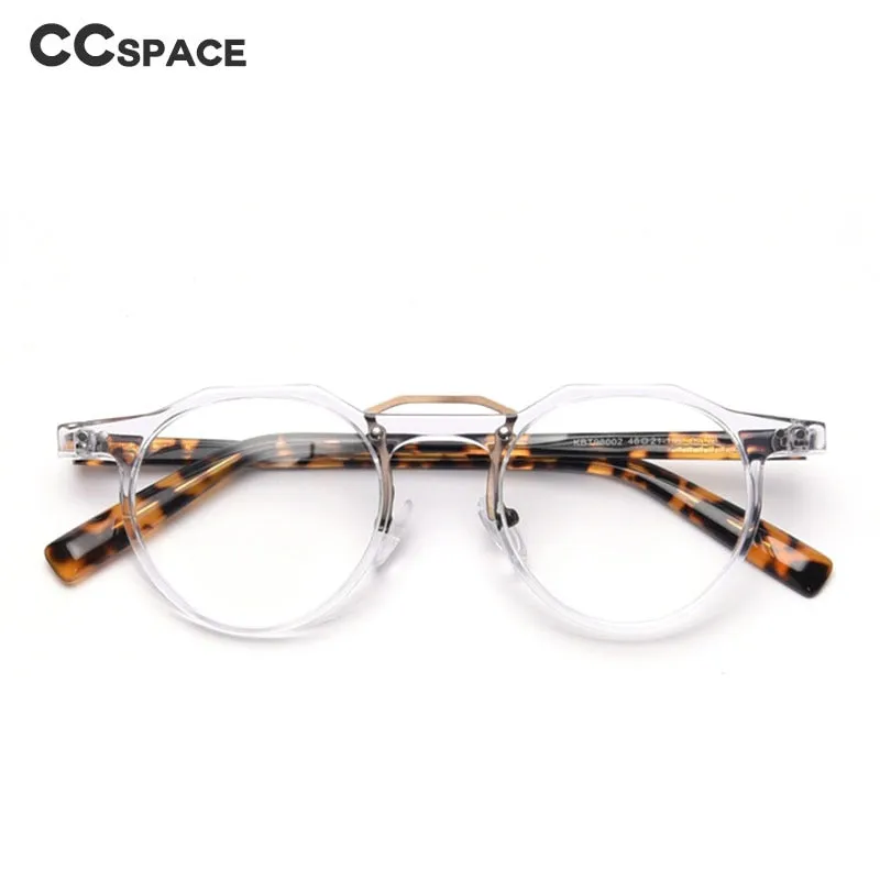 CCspace Unisex Full Rim Round Acetate Double Bridge Eyeglasses 49827