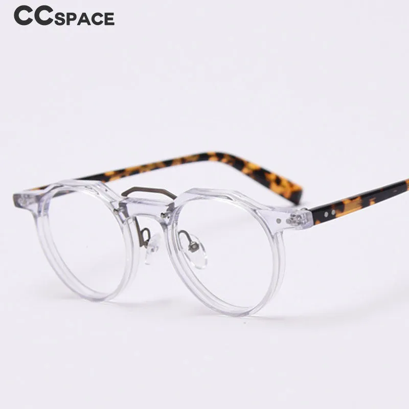 CCspace Unisex Full Rim Round Acetate Double Bridge Eyeglasses 49827