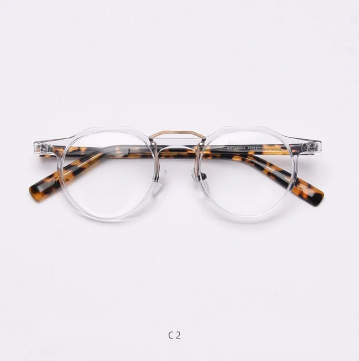 CCspace Unisex Full Rim Round Acetate Double Bridge Eyeglasses 49827