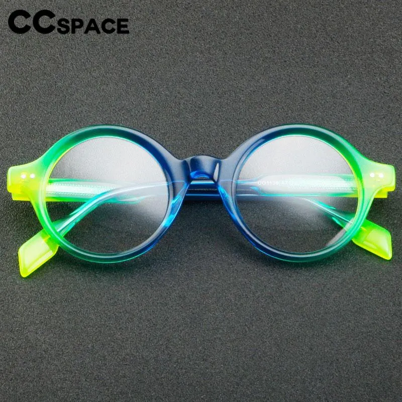 CCspace Unisex Full Rim Round Acetate Eyeglasses 56719