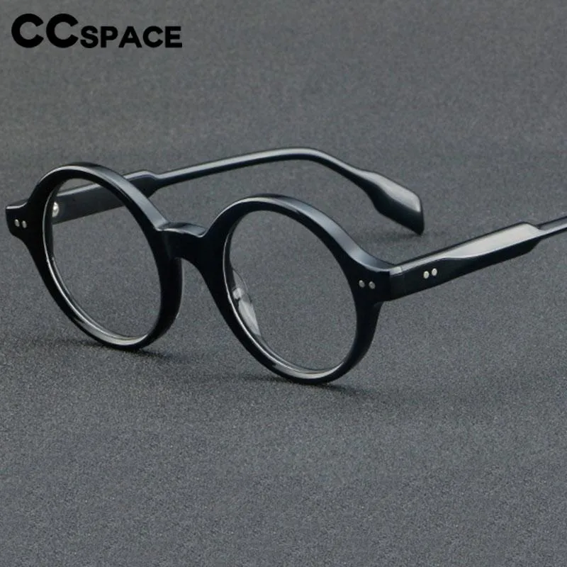 CCspace Unisex Full Rim Round Acetate Eyeglasses 56719