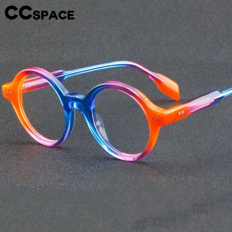 CCspace Unisex Full Rim Round Acetate Eyeglasses 56719