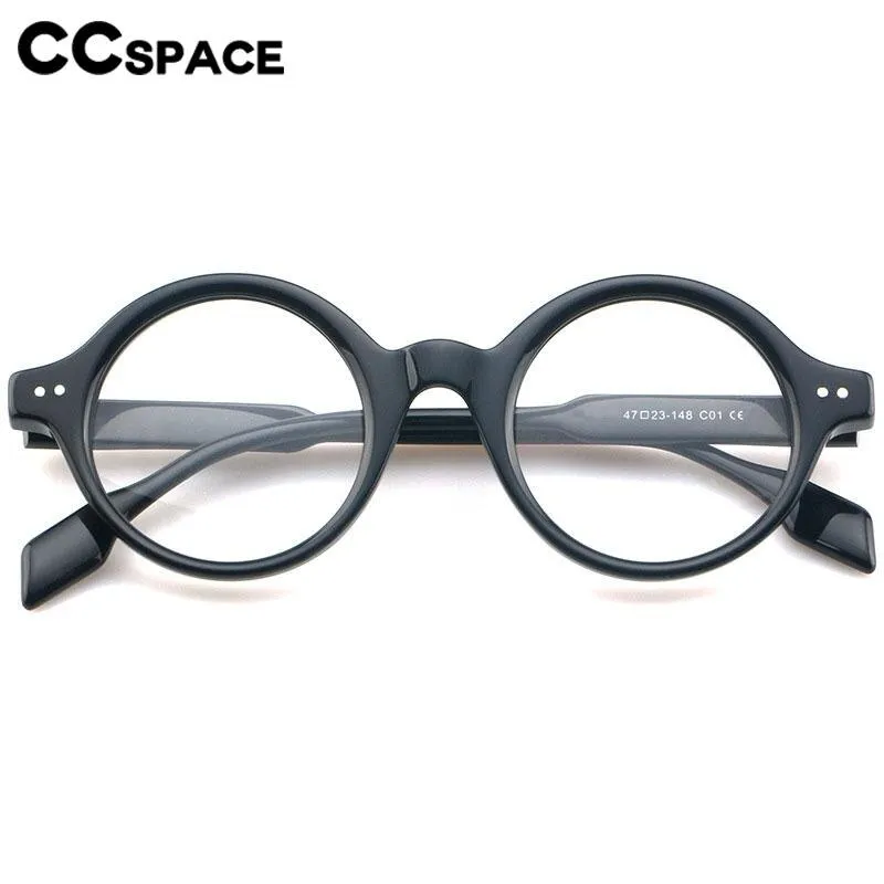 CCspace Unisex Full Rim Round Acetate Eyeglasses 56719