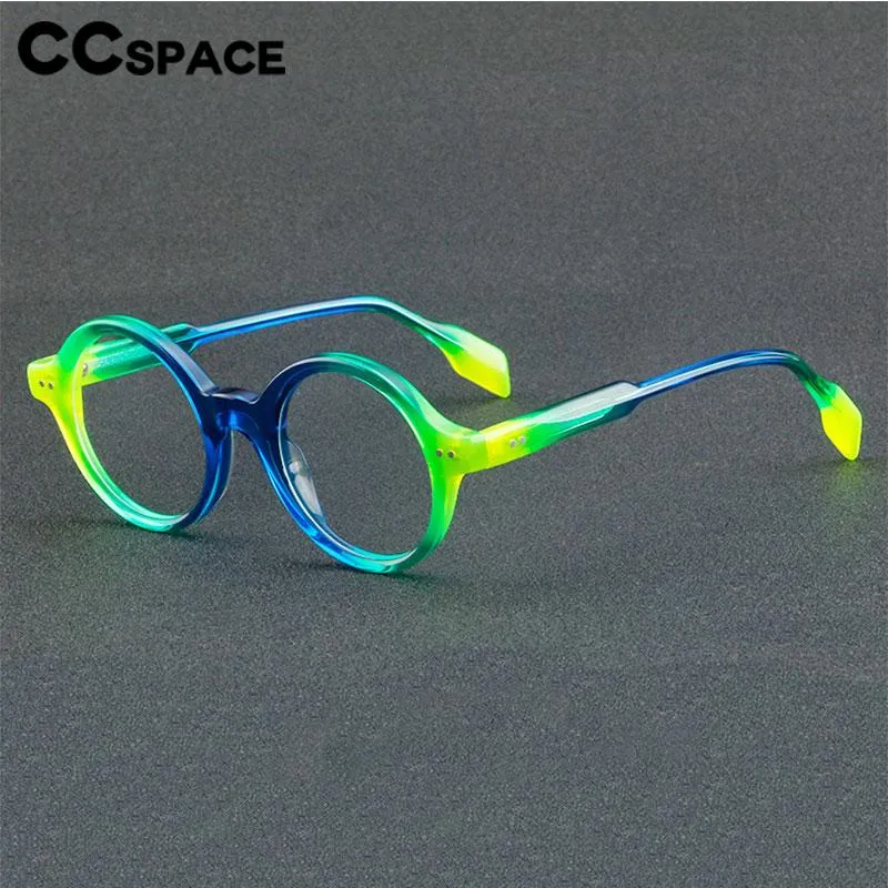 CCspace Unisex Full Rim Round Acetate Eyeglasses 56719