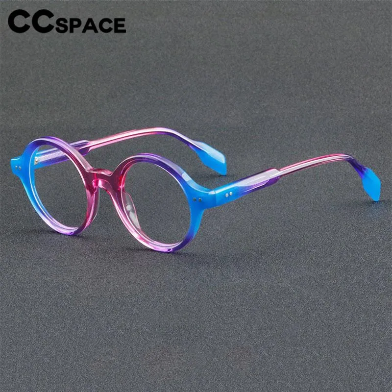CCspace Unisex Full Rim Round Acetate Eyeglasses 56719