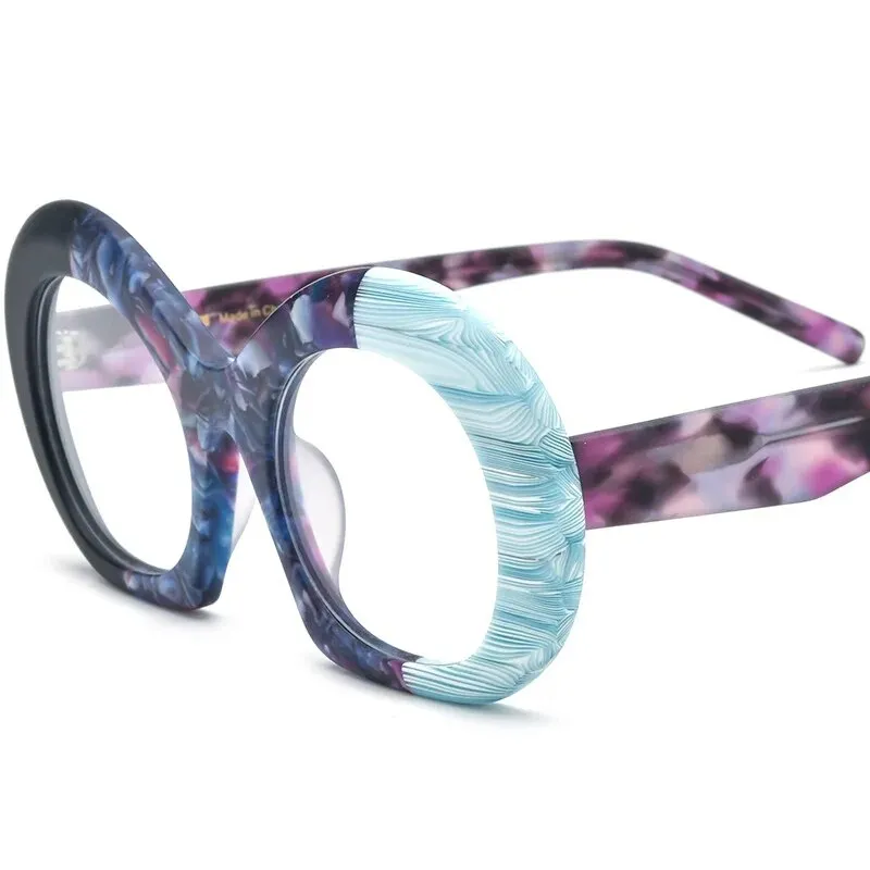 CCspace Unisex Full Rim Round Acetate Eyeglasses 57053