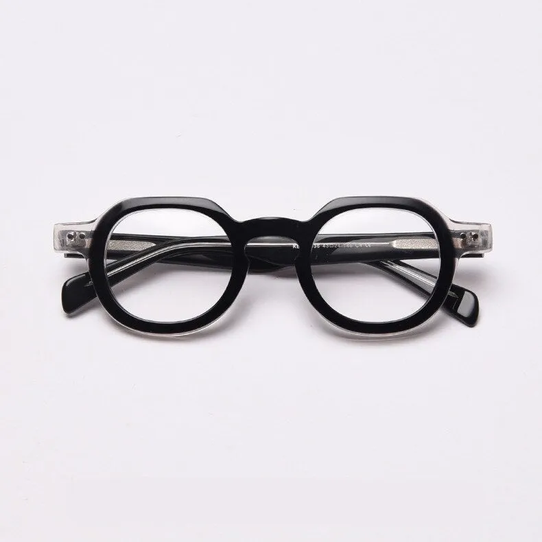 CCspace Unisex Full Rim Round Acetate Frame Eyeglasses 49875