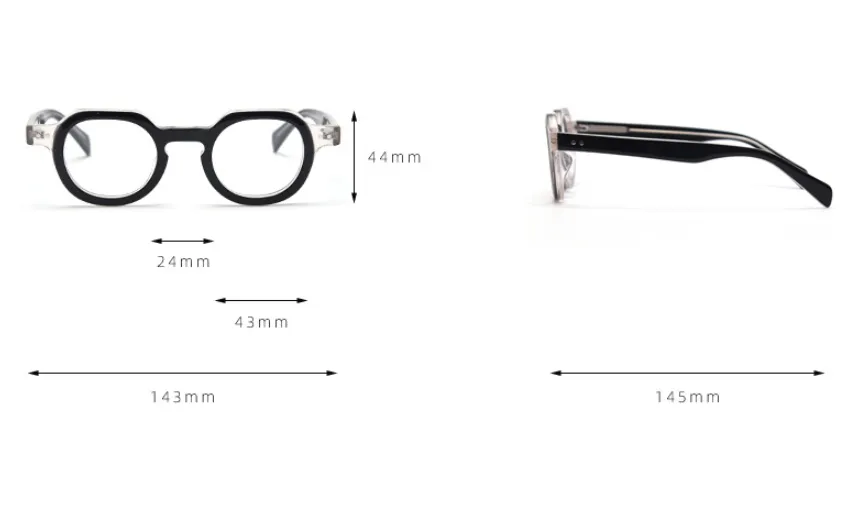 CCspace Unisex Full Rim Round Acetate Frame Eyeglasses 49875