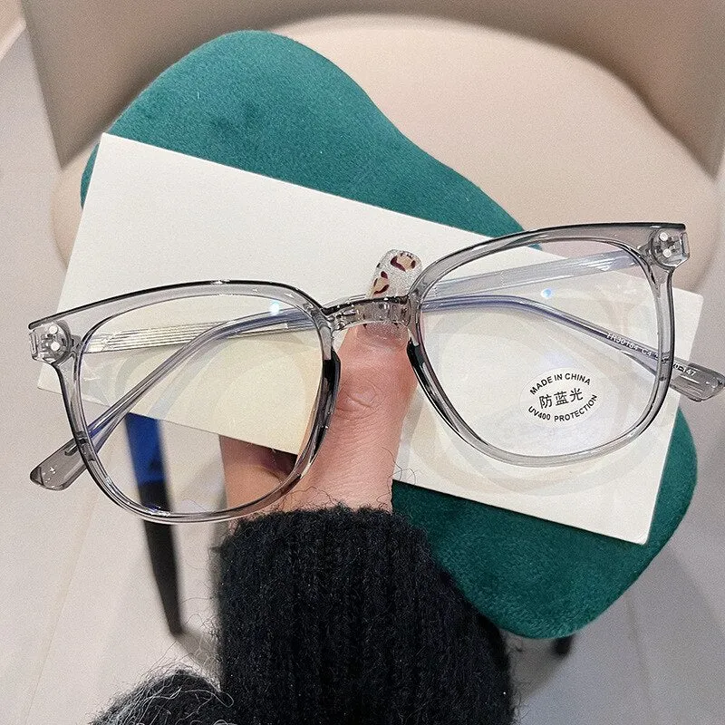 CCspace Unisex Full Rim Round Square Tr 90 Titanium Eyeglasses 55887
