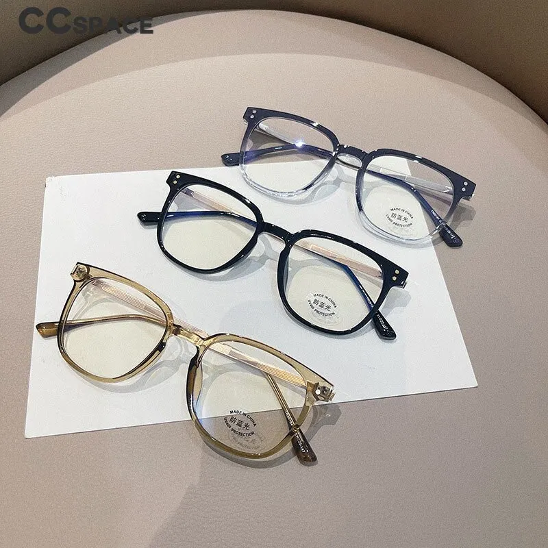 CCspace Unisex Full Rim Round Square Tr 90 Titanium Eyeglasses 55887