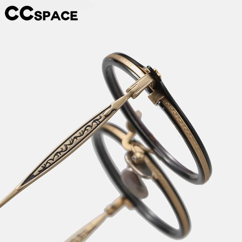 CCspace Unisex Full Rim Round Titanium Acetate Rivet Eyeglasses 56701