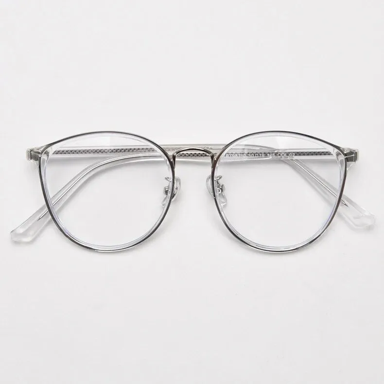 CCspace Unisex Full Rim Round Tr 90 Titanium Eyeglasses 57021