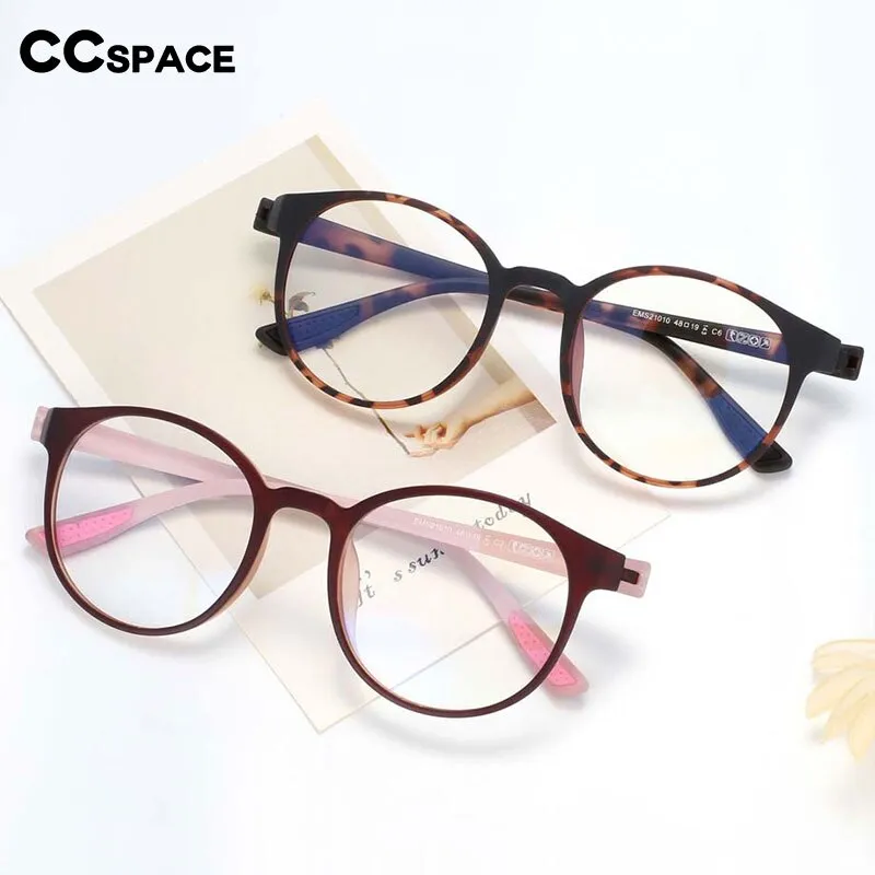 CCspace Unisex Full Rim Round Tr 90 Titanium Frame Eyeglasses 54168