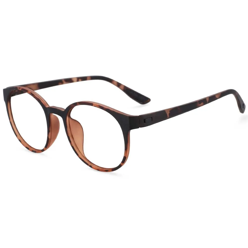 CCspace Unisex Full Rim Round Tr 90 Titanium Frame Eyeglasses 54168