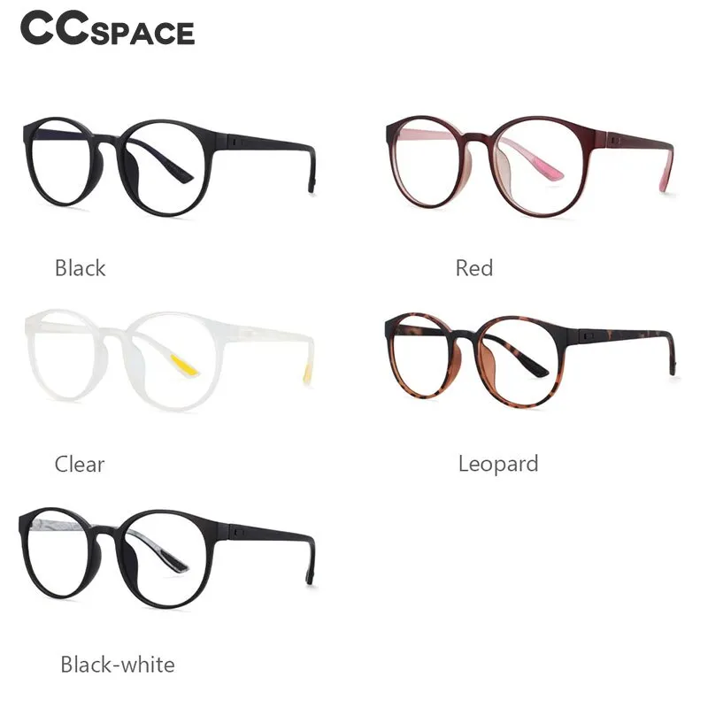 CCspace Unisex Full Rim Round Tr 90 Titanium Frame Eyeglasses 54168